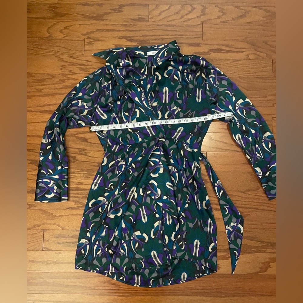 Mango- Multicolor Patterned Rap Dress Size 8 - image 8
